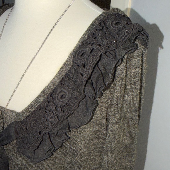 A'Reve Gray and Black Lace Midi Dress - Picture 4 of 9